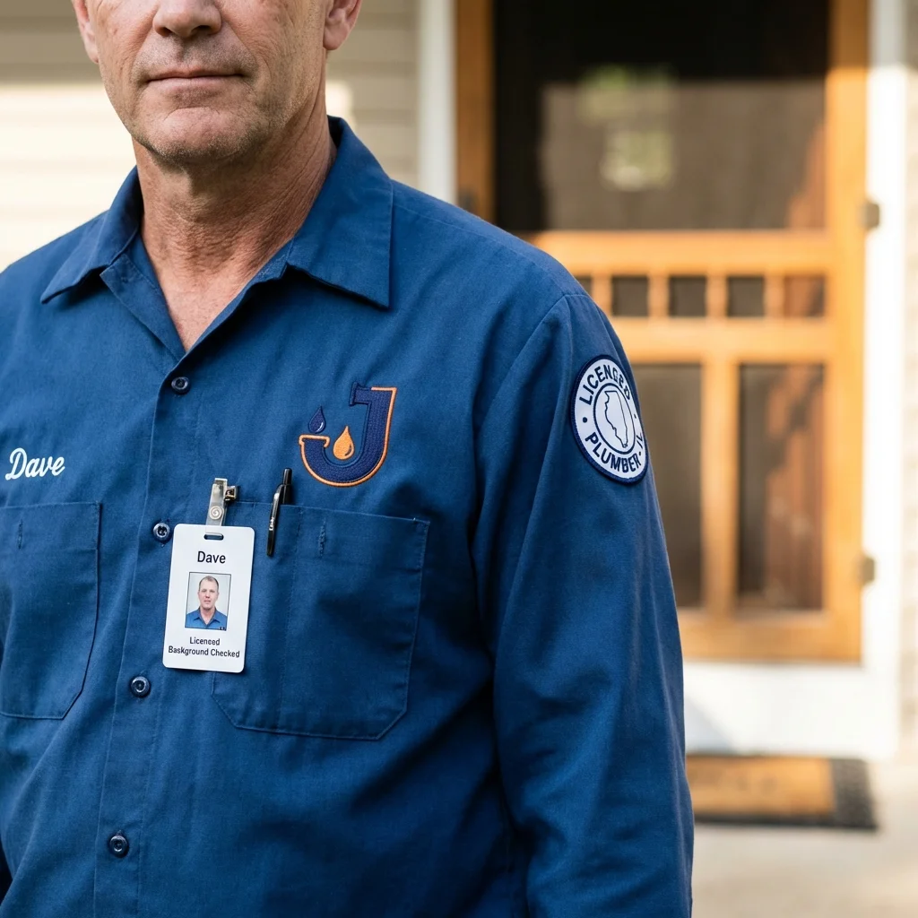 Licensed plumber showing ID badge in Snow Hill, MD