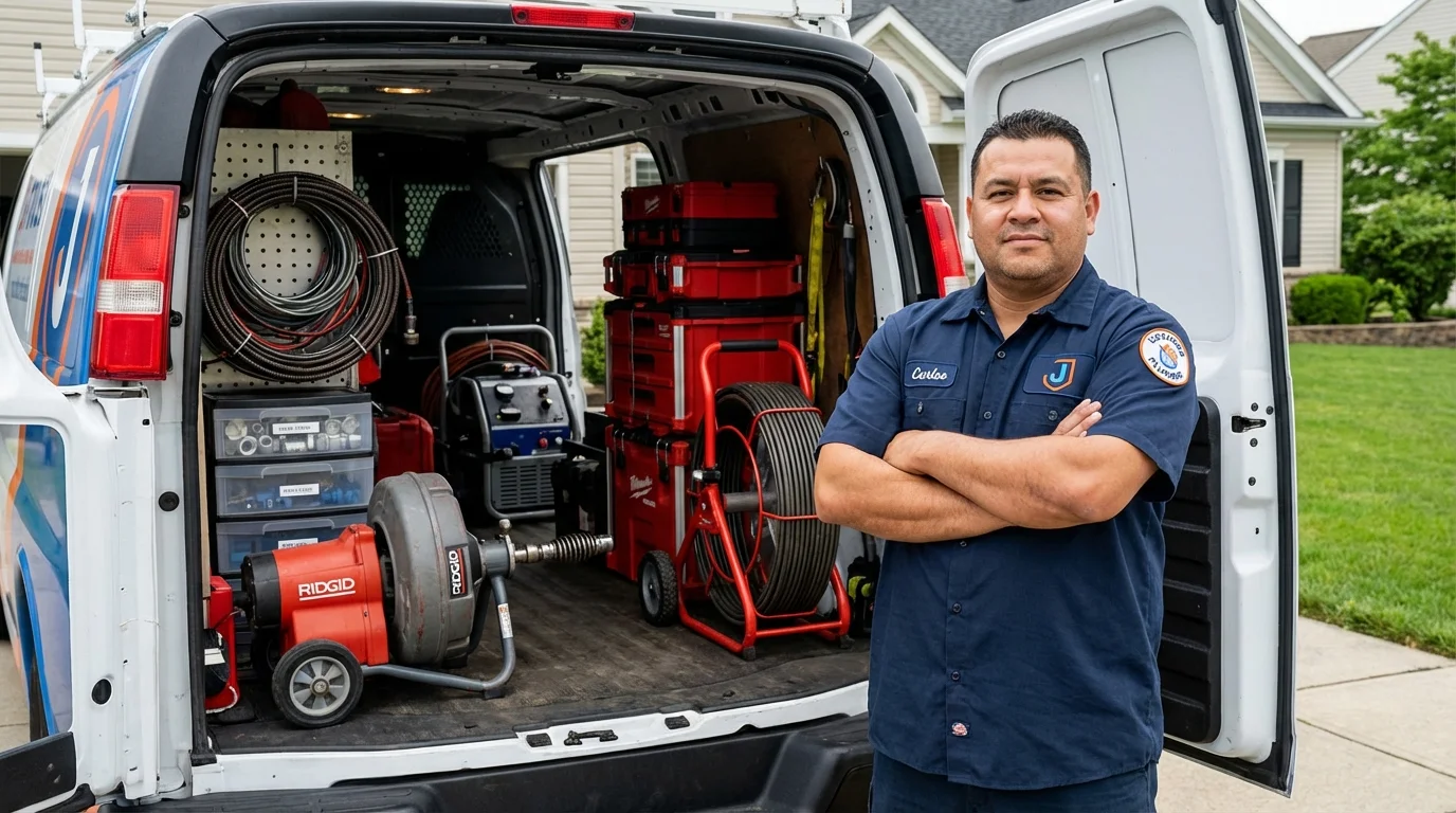 Professional drain cleaning equipment and Johns Plumbing LLC plumber in Snow Hill