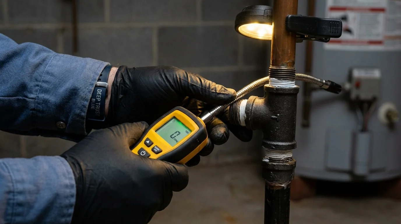 Gas leak detection with electronic sniffer by Johns Plumbing LLC in Snow Hill